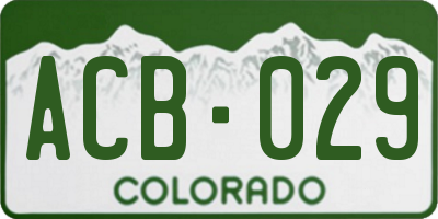 CO license plate ACB029