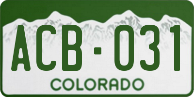 CO license plate ACB031