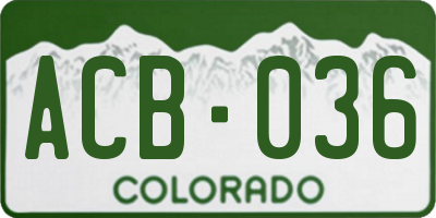 CO license plate ACB036