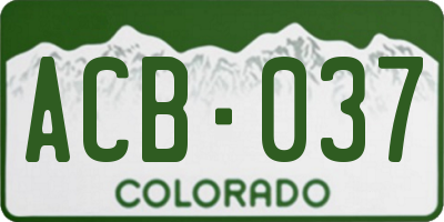 CO license plate ACB037