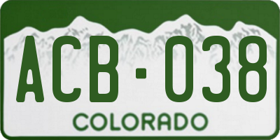 CO license plate ACB038