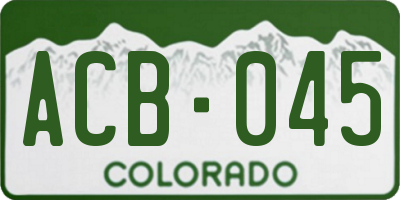 CO license plate ACB045