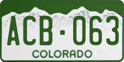 CO license plate ACB063