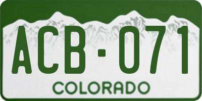 CO license plate ACB071