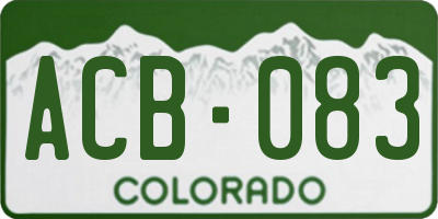 CO license plate ACB083