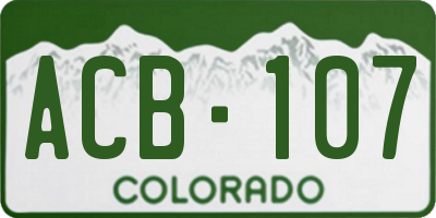 CO license plate ACB107