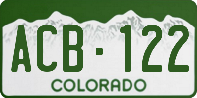 CO license plate ACB122