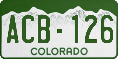 CO license plate ACB126