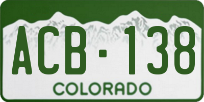 CO license plate ACB138