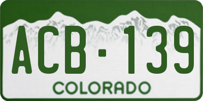 CO license plate ACB139