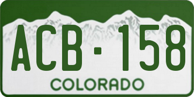 CO license plate ACB158