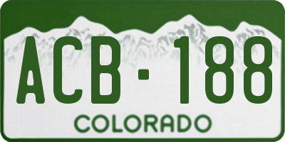 CO license plate ACB188