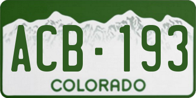 CO license plate ACB193