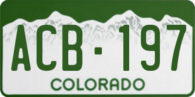 CO license plate ACB197