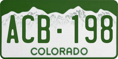 CO license plate ACB198
