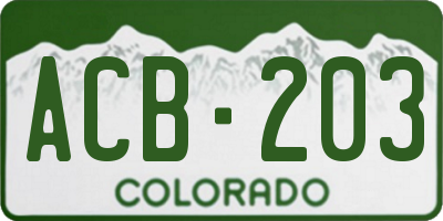 CO license plate ACB203