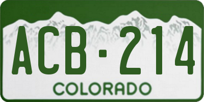 CO license plate ACB214