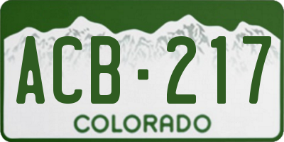 CO license plate ACB217