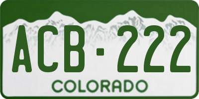 CO license plate ACB222