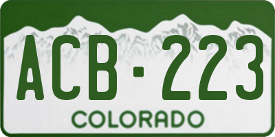 CO license plate ACB223