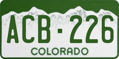 CO license plate ACB226
