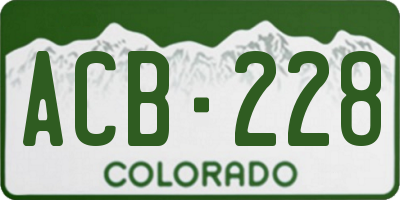 CO license plate ACB228