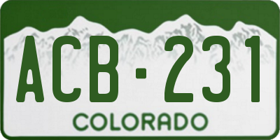 CO license plate ACB231