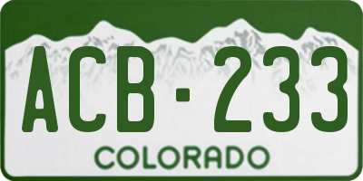 CO license plate ACB233