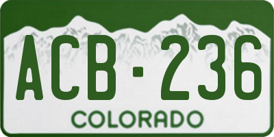 CO license plate ACB236