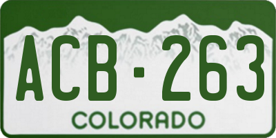 CO license plate ACB263