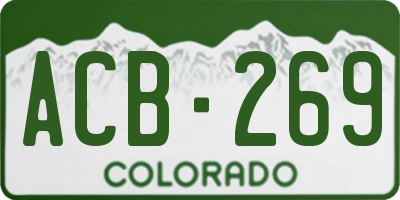 CO license plate ACB269