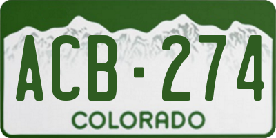 CO license plate ACB274