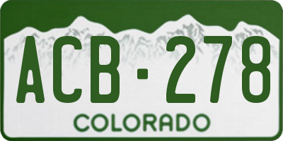 CO license plate ACB278