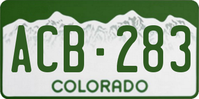 CO license plate ACB283