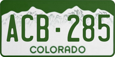 CO license plate ACB285