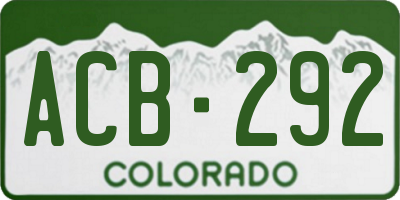 CO license plate ACB292