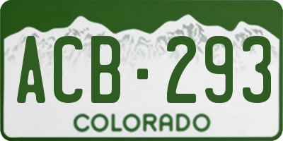 CO license plate ACB293