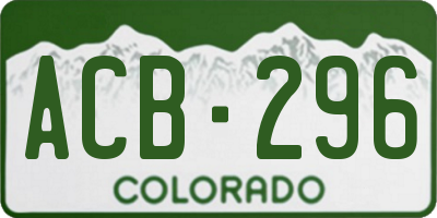 CO license plate ACB296