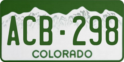 CO license plate ACB298