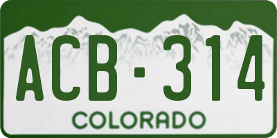 CO license plate ACB314