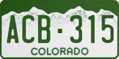CO license plate ACB315