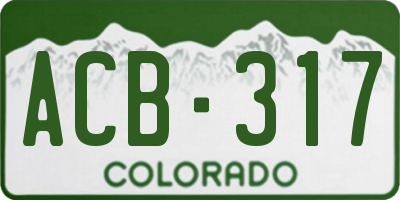 CO license plate ACB317