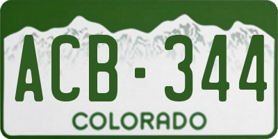CO license plate ACB344