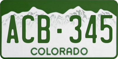 CO license plate ACB345