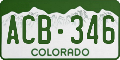 CO license plate ACB346