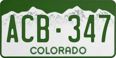 CO license plate ACB347