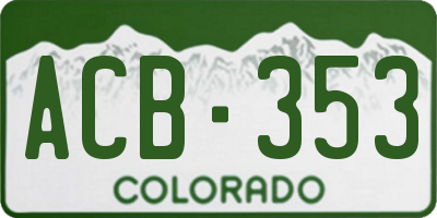 CO license plate ACB353