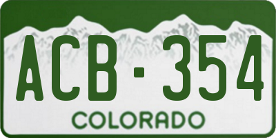 CO license plate ACB354