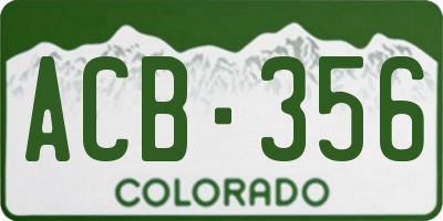 CO license plate ACB356
