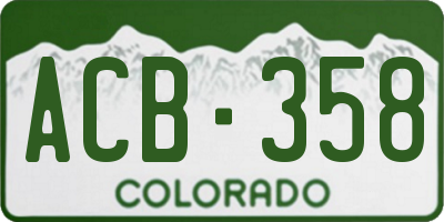CO license plate ACB358